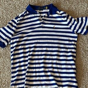 Men’s Ralph Lauren Polo Blue & White Striped Polo Shirt M